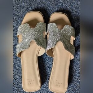 A New Day Nina Rhinestone Slip On Sandals